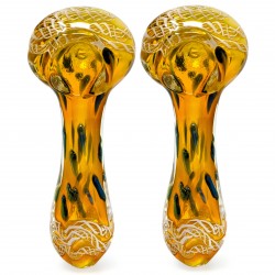 3.5" Gold Fumed Looped Band Dot Pattern Hand Pipe - 2Pk [RKGS87]